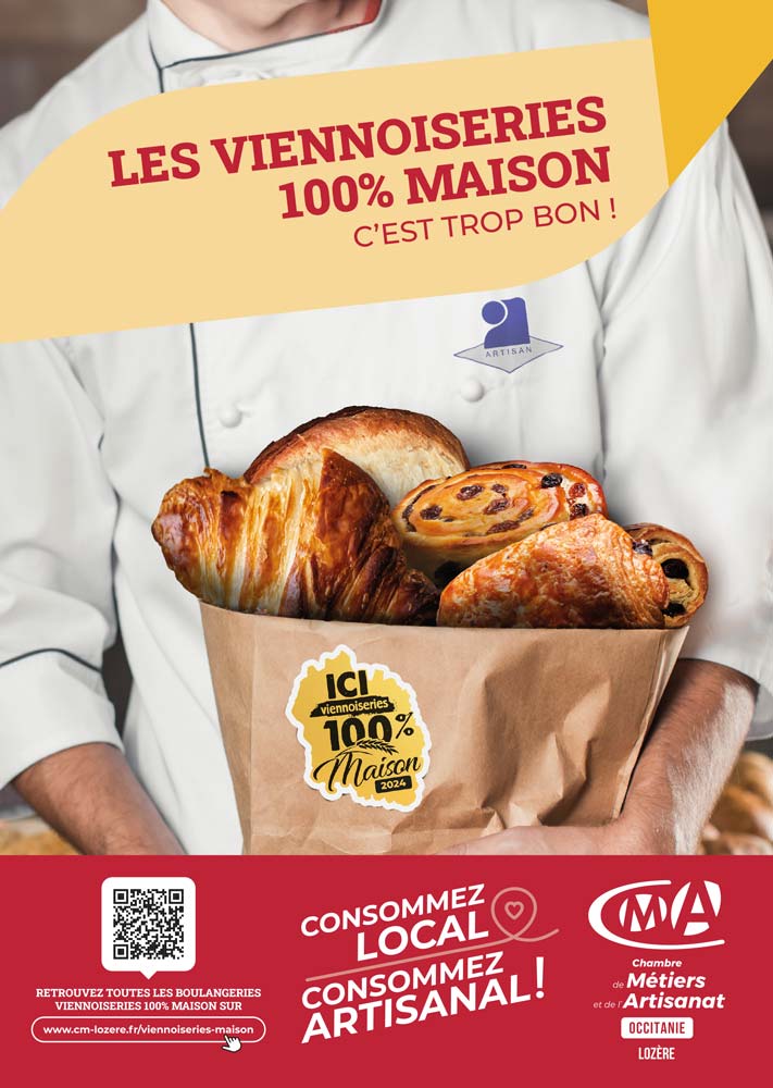 Affiche viennoiserie 100 pour 100 maison Lozère